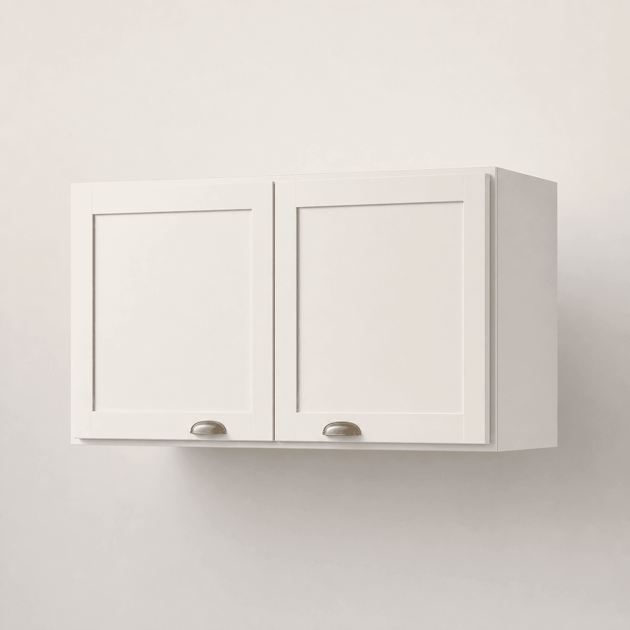Over-range wall cabinet — studio view, off-white shaker