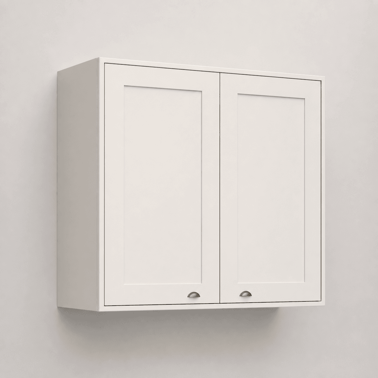 Shaker wall cabinet — studio view, off-white matte finish