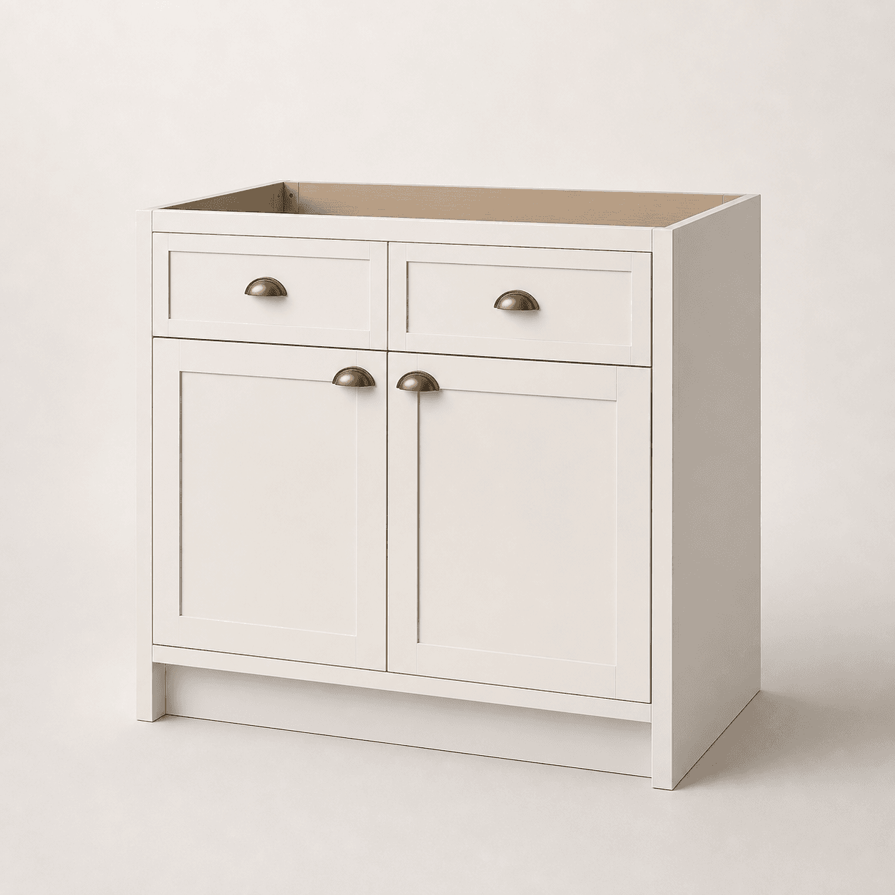 36 inch single-sink bathroom vanity — studio view, off-white shaker