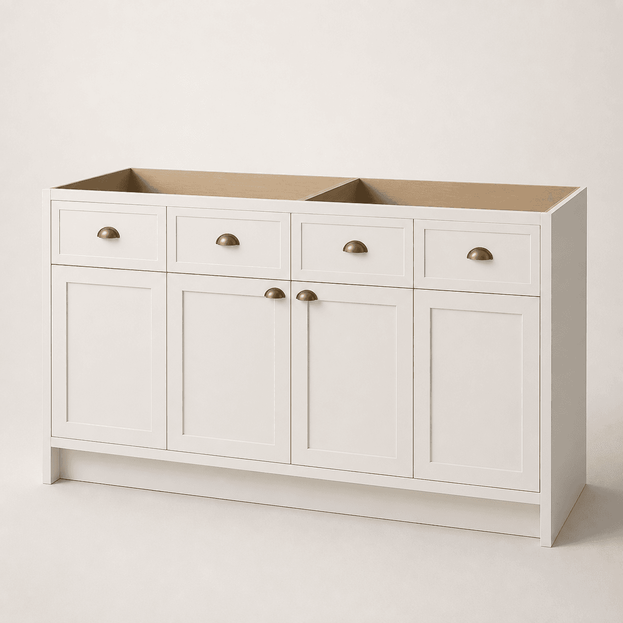 48 inch double-sink bathroom vanity — studio view, off-white shaker
